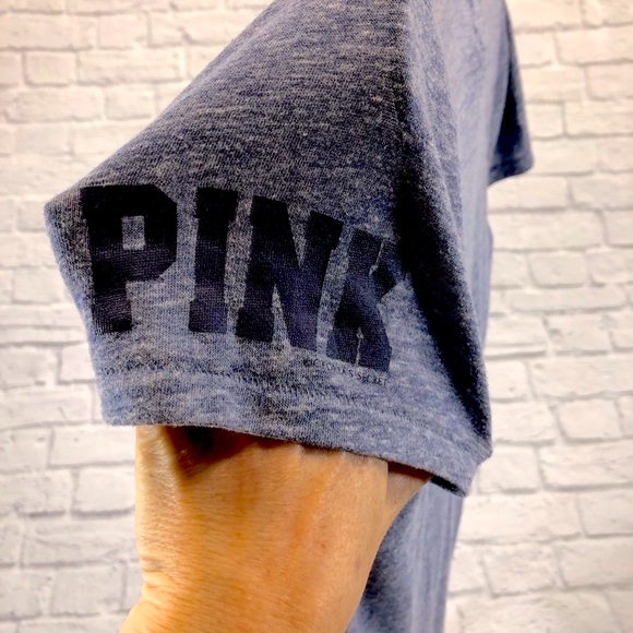 Victoria’s Secret Pink PennState T-shirt Navy Blue White Size Medium PSU - Picture 7 of 11